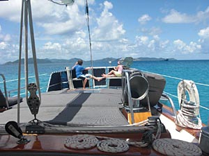 Aft deck seating on La Boheme